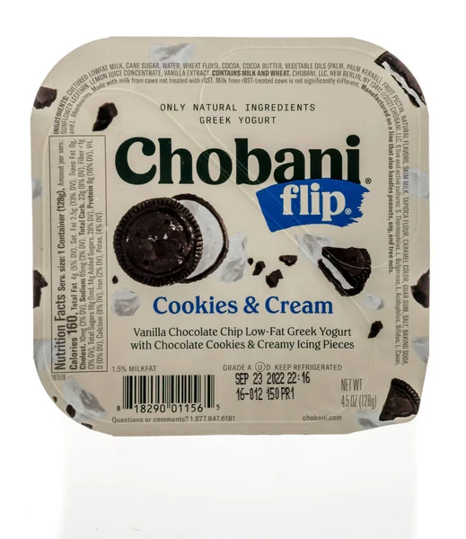 Winneconne Září 2022 Balíček Chobani Flip Cookies Krém Řecký Jogurt — Stock fotografie