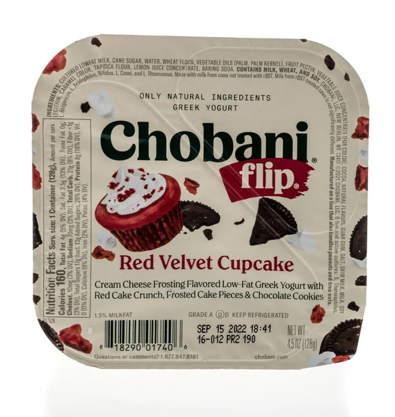 Winneconne Septiembre 2022 Paquete Yogur Griego Cupcakes Terciopelo Rojo Chobani —  Fotos de Stock