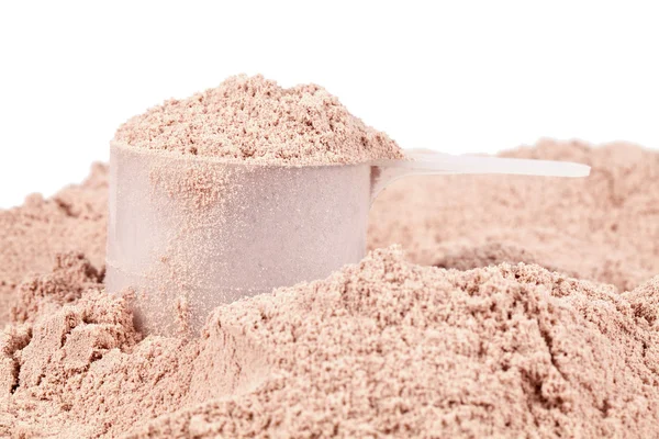 A scoop of chocolate whey isolate protein — Stock Photo, Image