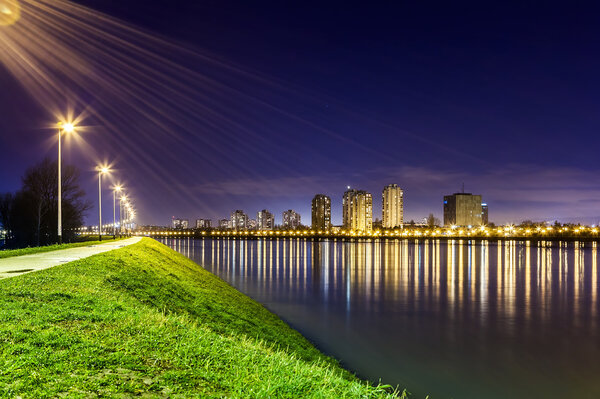 ZAGREB, CROATIA - FEB 12, 2014: River Sava rising almost to the 