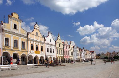telc - şehir Çek Cumhuriyeti tarihi merkezinde