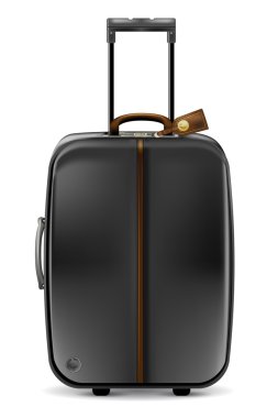 Black suitcase on white background