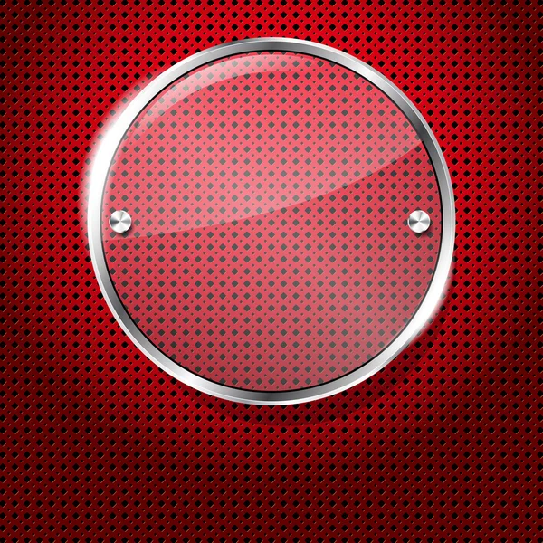 Red background with glass circle frame for your text — Stock Vector