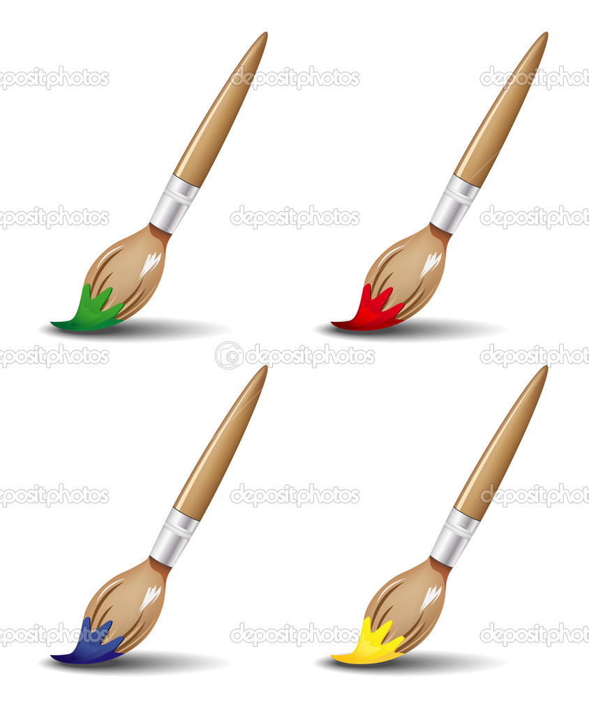 Set of paintbrushes in various colors