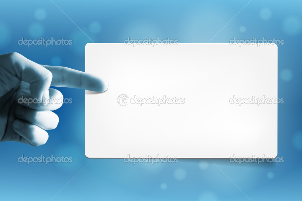 Hand and empty paper card for your text