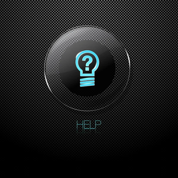 Fondo de metal con botón de cristal AYUDA — Archivo Imágenes Vectoriales