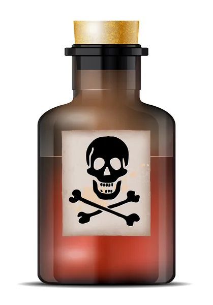 Botella de cristal de veneno sobre fondo blanco — Vector de stock
