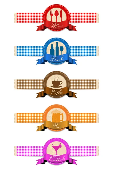 Set d'étiquettes pour la conception du menu restaurant — Image vectorielle