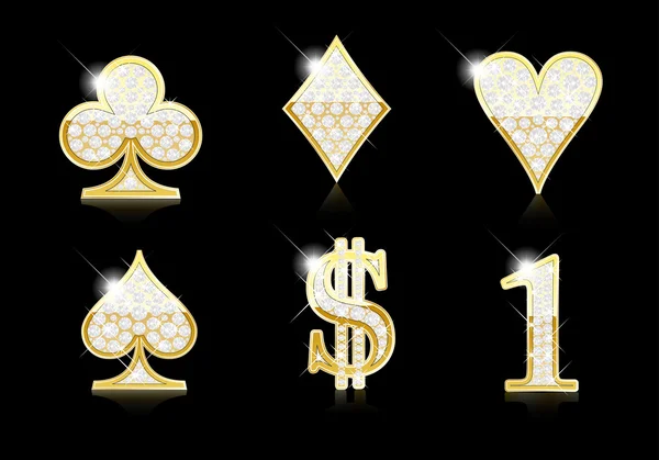 kart, dolar ve bir numara sembolleri - altın ve elmas