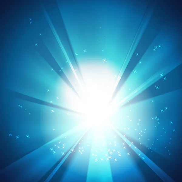 Αστέρια μπλε φόντο με λαμπερά ακτίνες και θέση για το κείμενό σας — Διανυσματικό Αρχείο