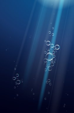 bubbles ve ışık ışınları sualtı sahne