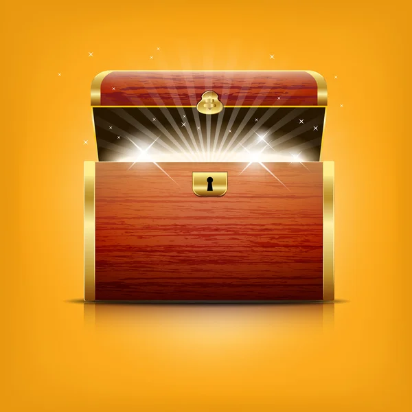 Chest with glowing treasure — Stock Vector