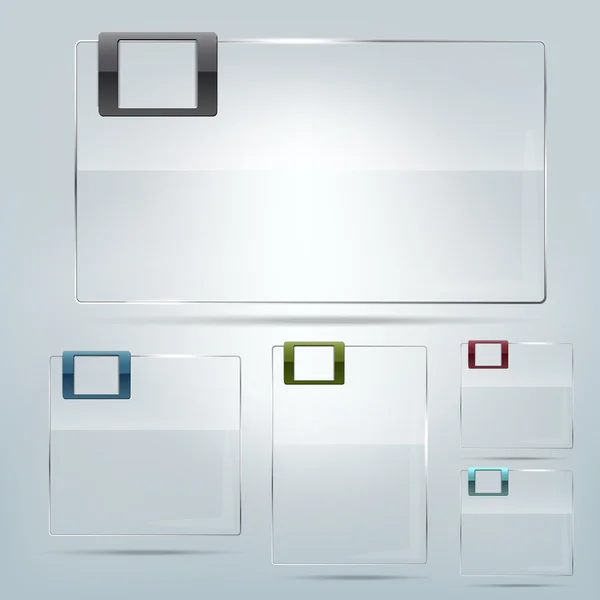 Collection of transparent glass frames - place for text — Stock Vector