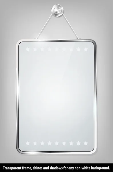 Cadre en verre suspendu transparent pour votre message — Image vectorielle