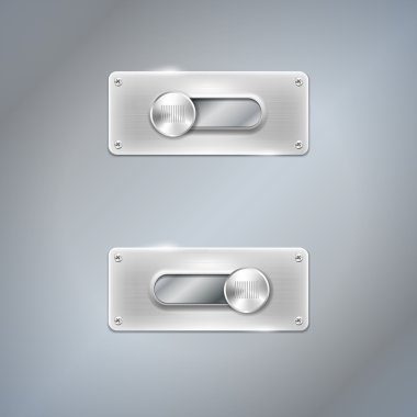 metal zemin üzerine iki pozisyon kaydırıcısında parlak web
