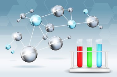 Abstract science background with molecules and test tubes