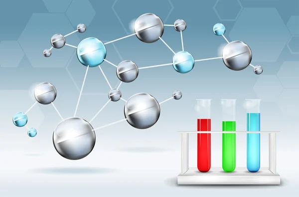 Abstract science background with molecules and test tubes — Stock Vector