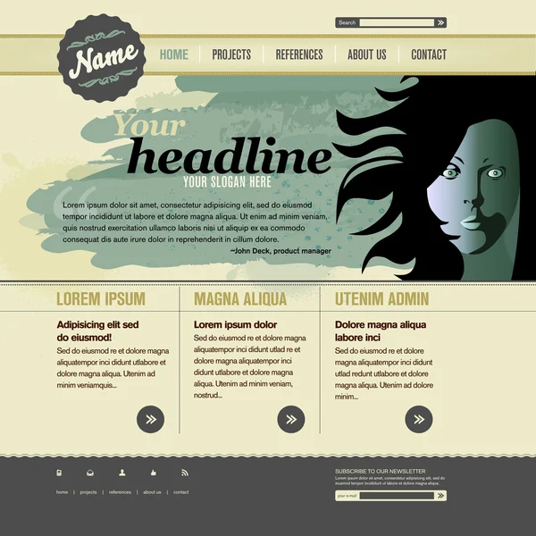 Modelo de site - design retro — Vetor de Stock