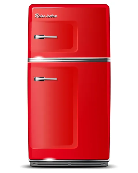 赤のレトロな冷蔵庫 — ストックベクタ