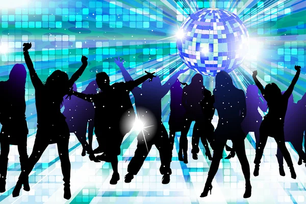 Tanzende junge Leute - Disco-Party — Stockvektor