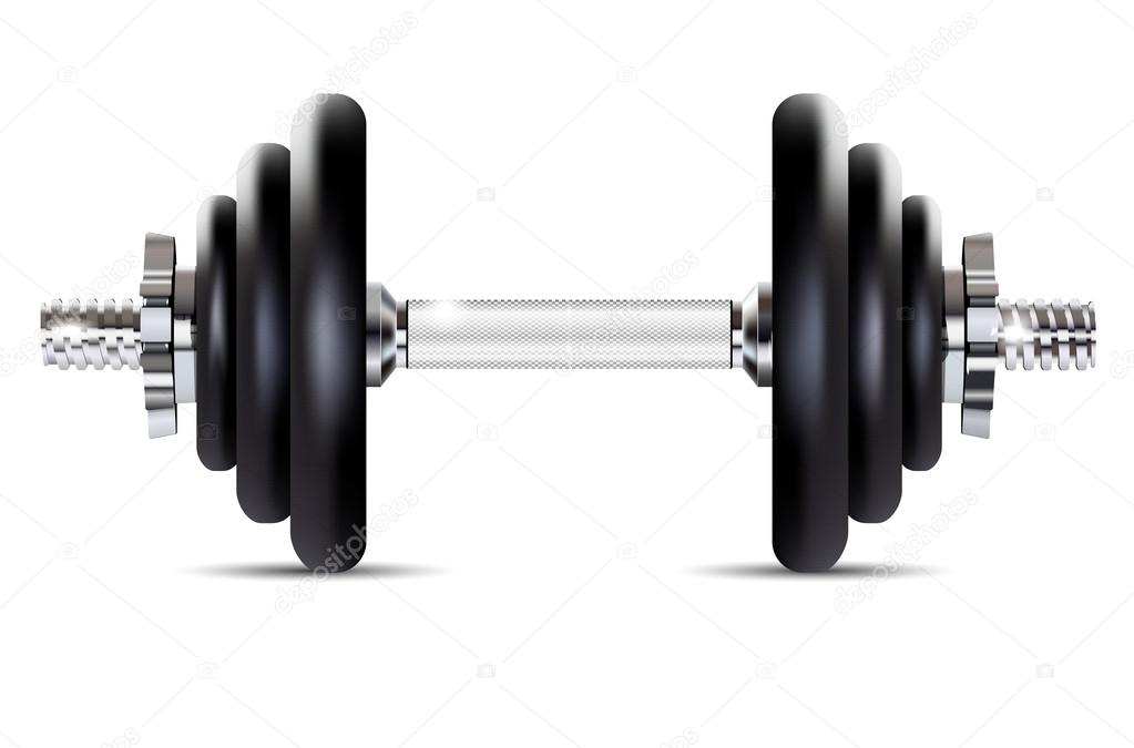 Metal dumbbell - isolated on white