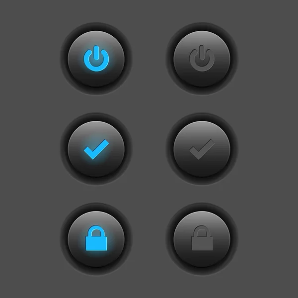 Σύνολο κουμπιών σύγχρονες web - ενέργειας, ελέγχου, κλειδαριά. δύο θέσεις. — Διανυσματικό Αρχείο