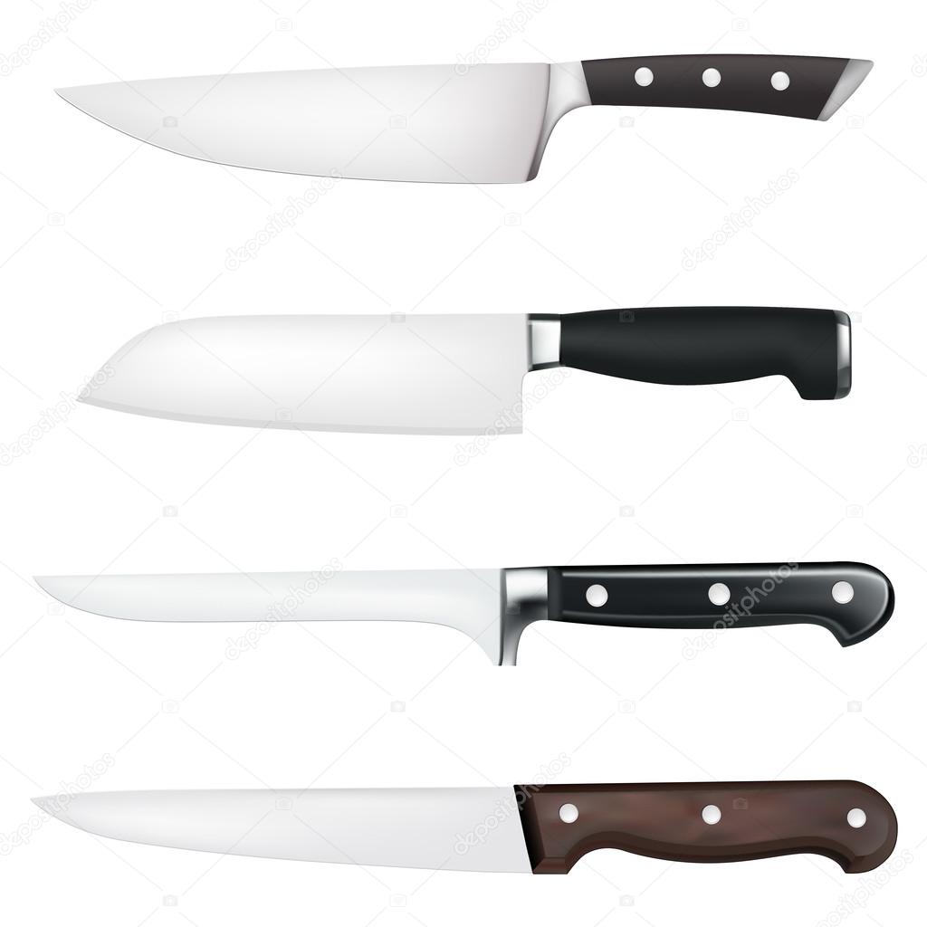 Set of four kitchen knives