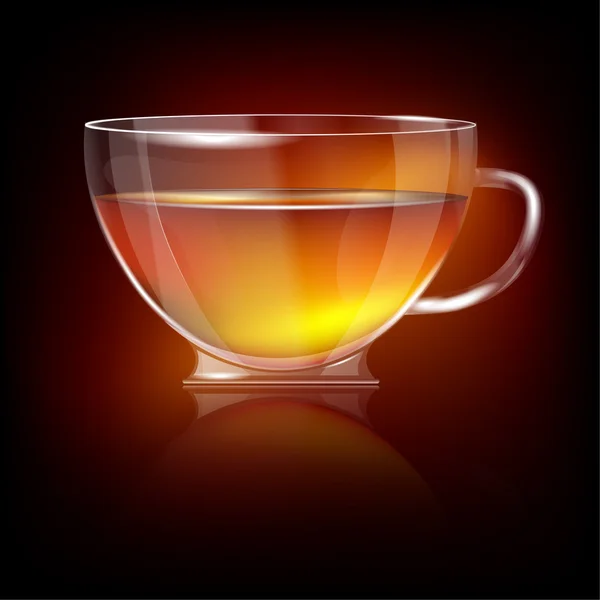 Błyszczące szkło przejrzyste filiżanki herbaty — Wektor stockowy