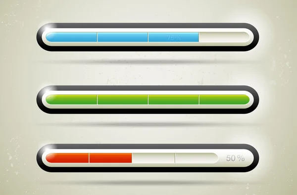 Três barras de carregamento brilhantes modernas —  Vetores de Stock