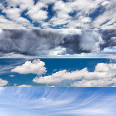 gökyüzü ve bulutlar tema üzerinde dört fotoğrafları kolaj bir