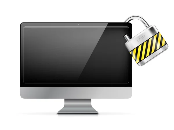 Candado en un monitor de ordenador - concepto de seguridad — Archivo Imágenes Vectoriales