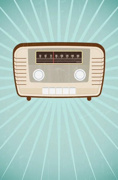 Radio vintage sobre fondo grungy retro — Vector de stock