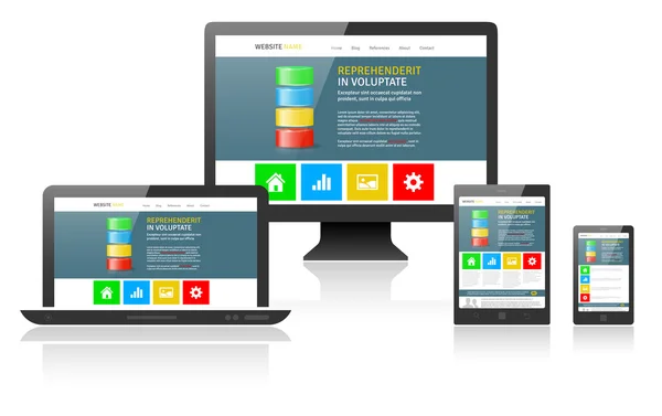 Responsieve webdesign op verschillende apparaten — Stockvector