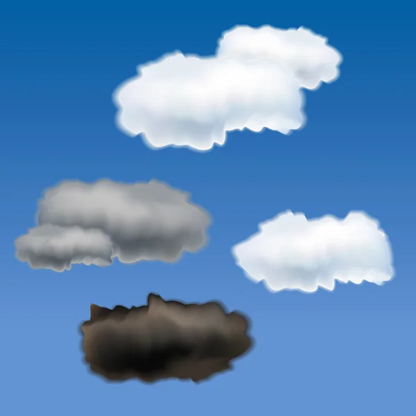 Set di nuvole realistiche diverse — Vettoriale Stock