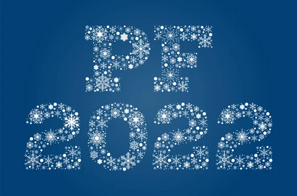 Inscription 2022 White Snowflakes Blue Background Vector Illustration — Stock Vector