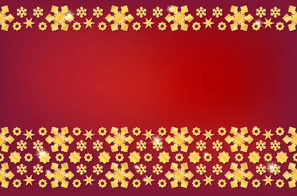 Joyeux Noël Bonne Année Carton Rouge Avec Des Flocons Neige — Image vectorielle