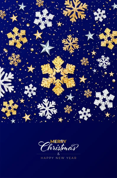 Wesołych Świąt Bożego Narodzenia Szczęśliwego Nowego Roku Niebieska Karta Abstrakcyjnymi — Wektor stockowy