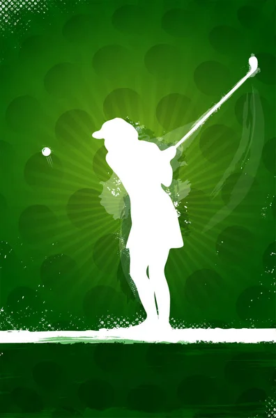 Abstrakte Golf Hintergrund Mit Spieler Silhouette Watteball Und Kopieren Raum — Stockvektor