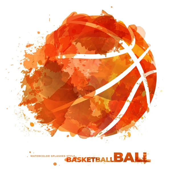 Abstrakter Aquarell Basketballball Auf Weißem Hintergrund Vektorillustration — Stockvektor