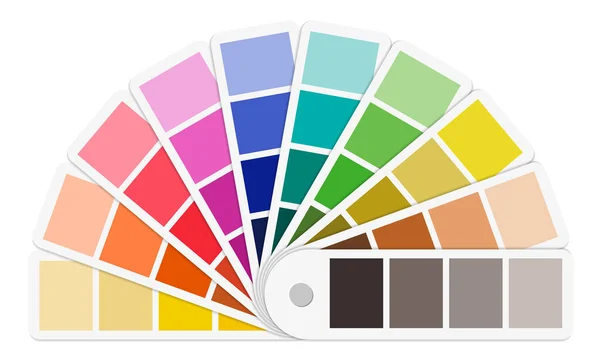 Guide Palette Couleurs Ventilateur Papier Avec Ombre Isolée Sur Fond — Image vectorielle