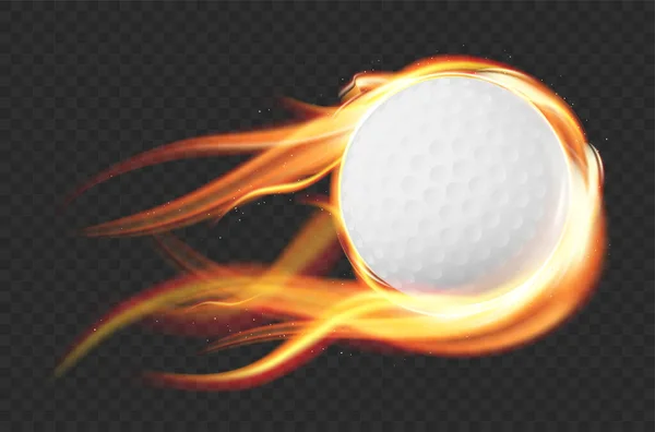 Fliegender Und Brennender Golfball Auf Transparentem Hintergrund Vektorillustration — Stockvektor