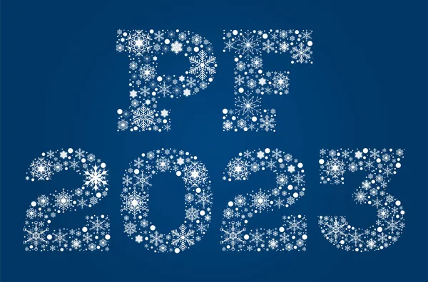 Inscription 2023 White Snowflakes Blue Background Vector Illustration — Stock Vector