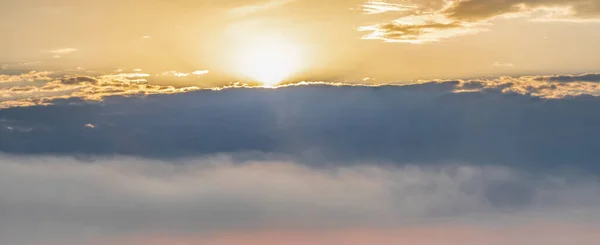 Panoramic Shot Morning Sky Sun Emerging Clouds — Photo