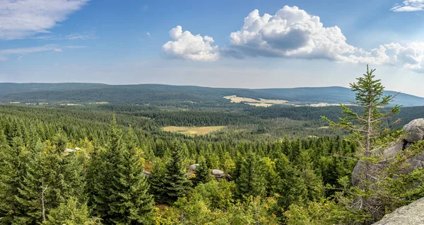 Panorama Summer Mountain Landscape High Stony Viewpoint Jizera Mountains Czech —  Fotos de Stock