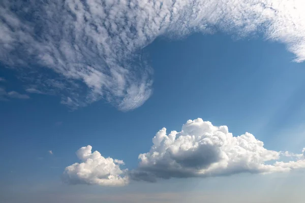 Blue Summer Sky Interesting Cloud Formations Illuminated Sun Czech Republic — Photo