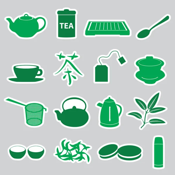 Tea stickers set eps10 — Stock Vector