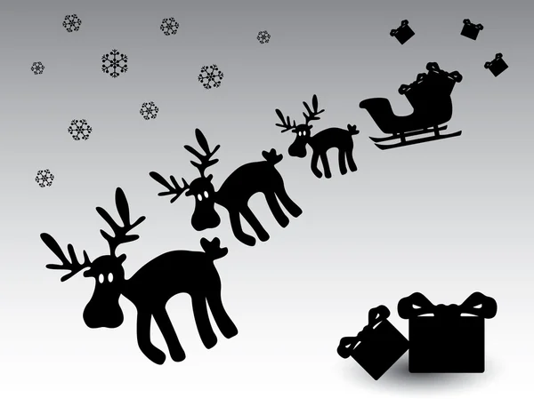 Renos de Navidad blanco y negro con regalos eps10 — Archivo Imágenes Vectoriales