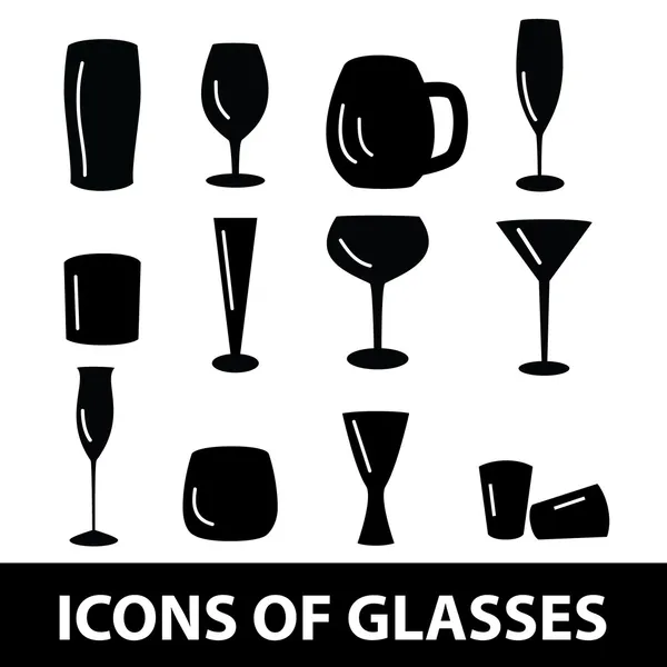 Negro gafas iconos conjunto eps10 — Vector de stock