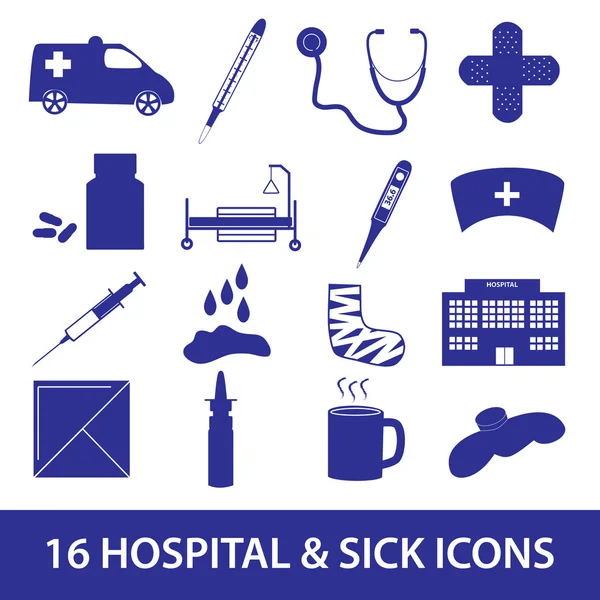 Conjunto de iconos de hospital y enfermos eps10 — Vector de stock