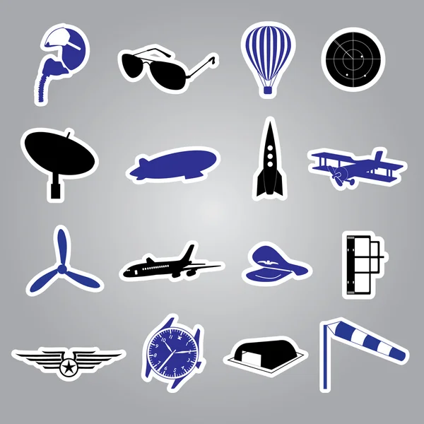 Luchtvaart pictogrammen stickers eps10 — Stockvector